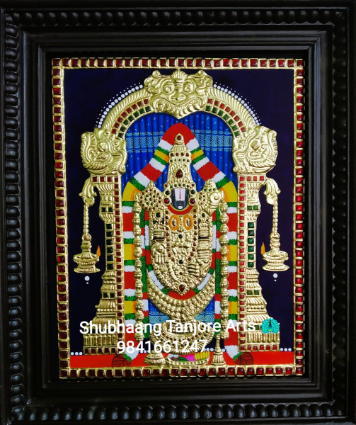Balaji Tanjore Painting Blue curtain