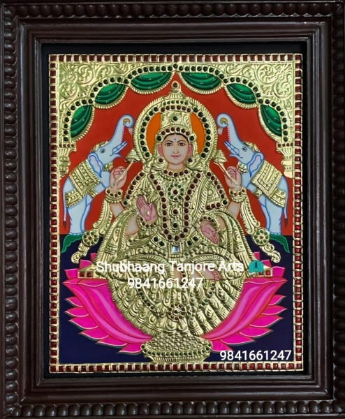 Gajalakshmi Tanjore Painting full Gold