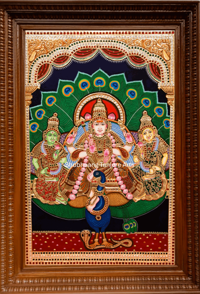 Murugan valli deivanai Tanjore painting 2