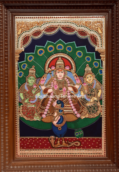 Murugan valli deivanai Tanjore painting 2