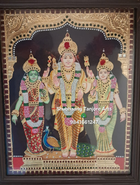 Murugan Valli Deivanai Tanjore Painting